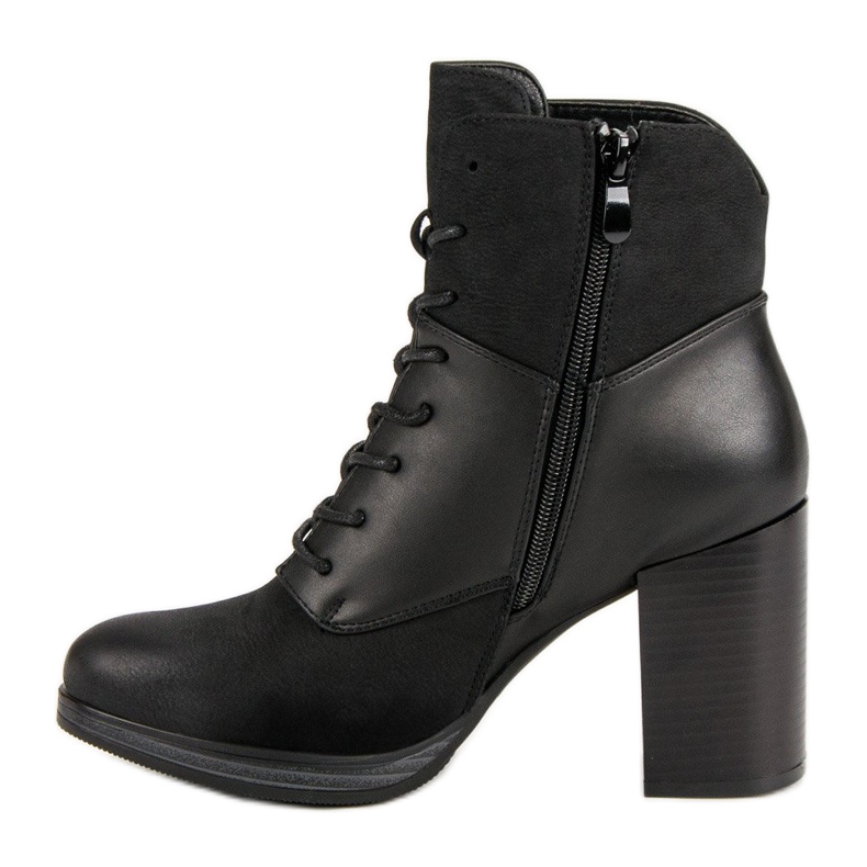 Vinceza Sznurowane Botki Na Słupku czarne 2