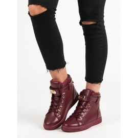 Bordowe Sneakersy czerwone 2