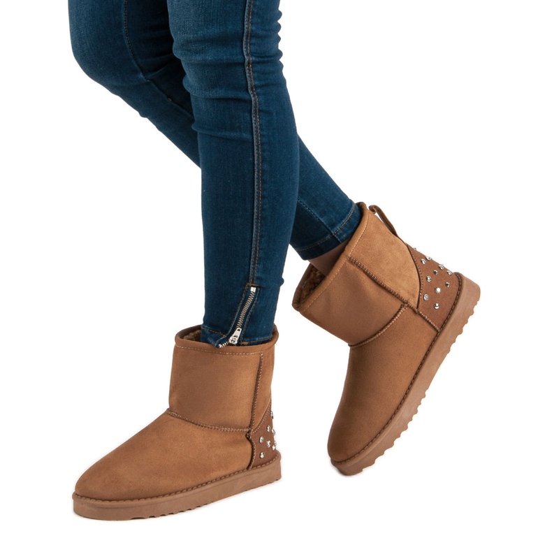 Camelowe Mukluki Z Dżetami brązowe 2