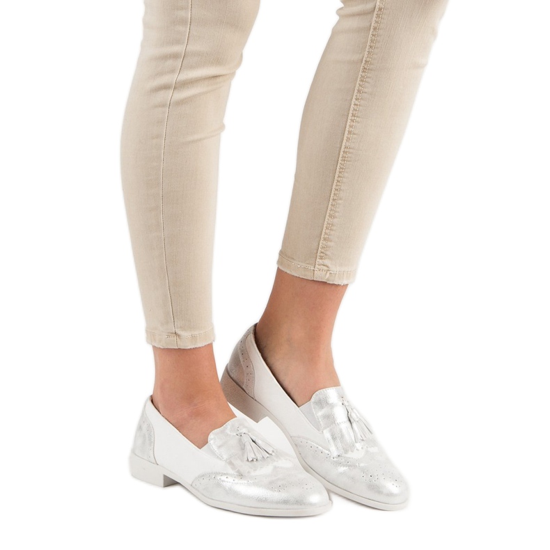 Tina&Co Mokasyny Z Frędzlami szare 1