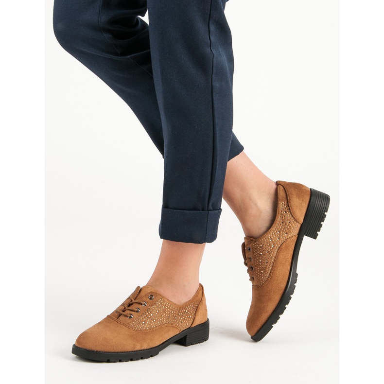 Camelowe Zamszowe Półbuty brązowe 2