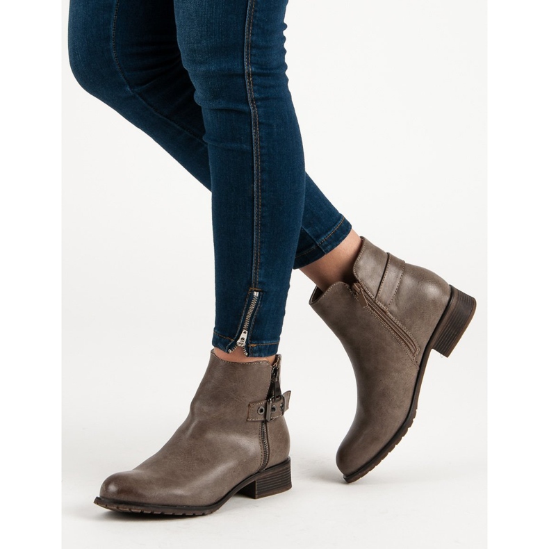 Super Mode Botki Na Płaskim Obcasie brązowe 1