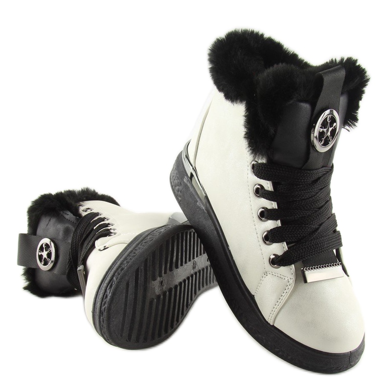 Trampki ocieplane czarne F506 white białe 2