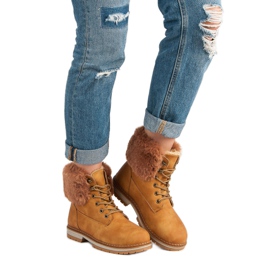 SDS Camelowe Trapery Z Futerkiem brązowe 1