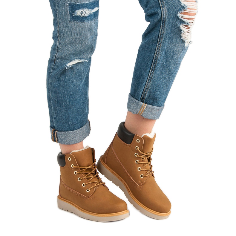 Traperki Na Platformie brązowe 1