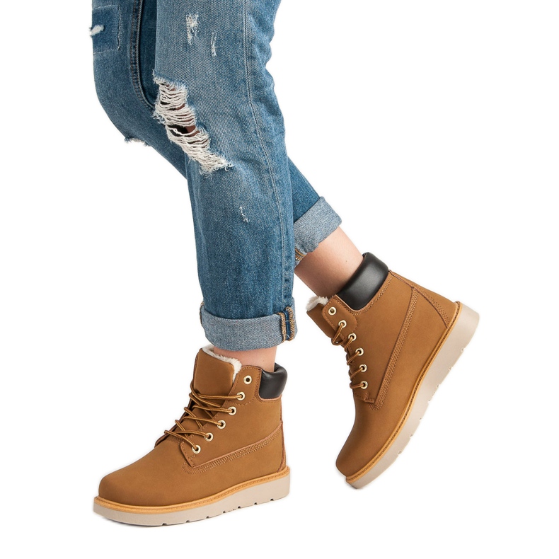 Traperki Na Platformie brązowe 2