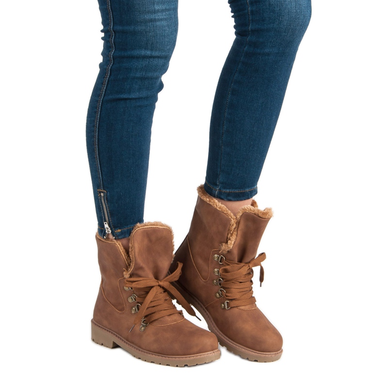 Super Me Ocieplane Botki brązowe 1