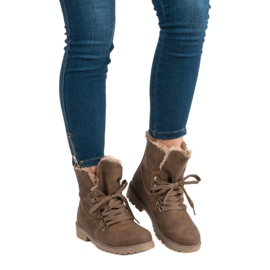 Super Me Ocieplane Botki brązowe 1