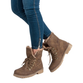 Super Me Ocieplane Botki brązowe 2