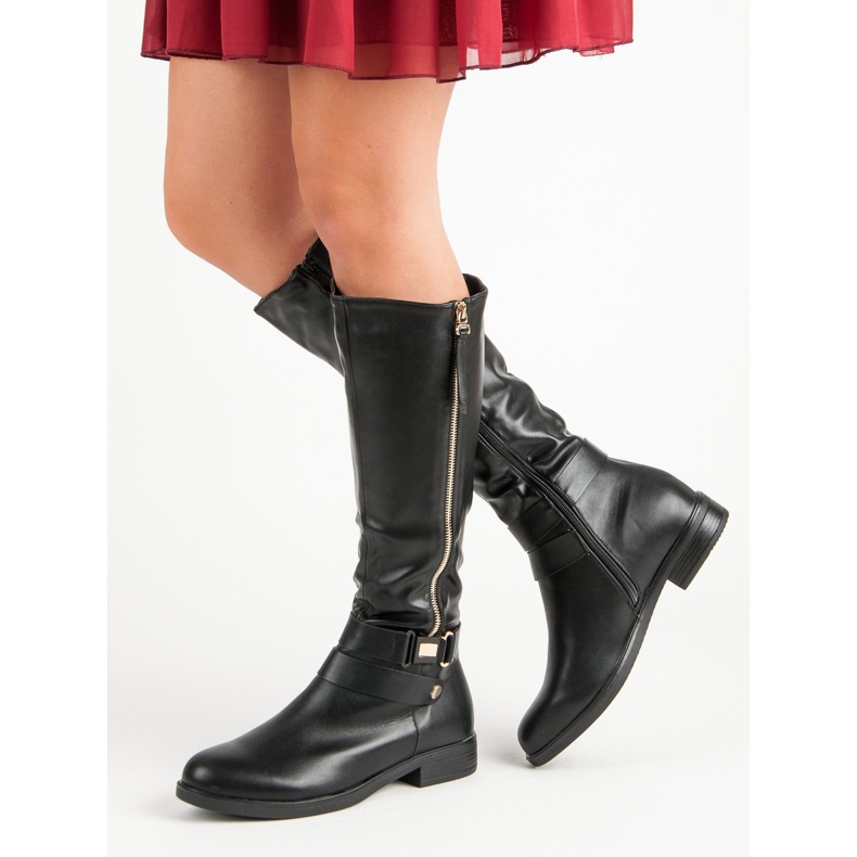 Super Me Czarne oficerki z suwakiem 1