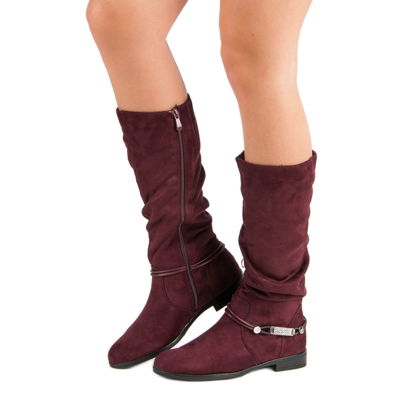 SDS Bordowe Kozaki Pod Kolano czerwone 1