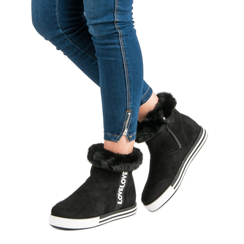 Ideal Shoes Ocieplane Wysokie Trampki czarne 2