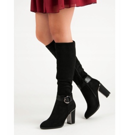 Super Me Eleganckie Kozaki Na Słupku czarne 1