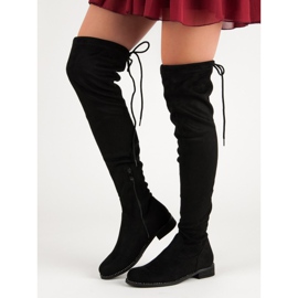 Super Me Modne kozaki nad kolano czarne 1