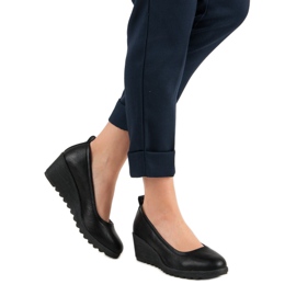 J. Star Czarne Czółenka Na Koturnie 1