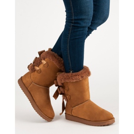 Wysokie Mukluki Z Kokardkami brązowe 2