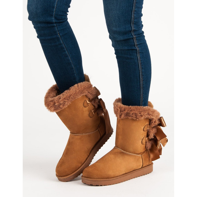 Wysokie Mukluki Z Kokardkami brązowe 1