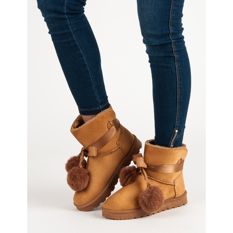 Camelowe Mukluki Z Pomponami brązowe 1