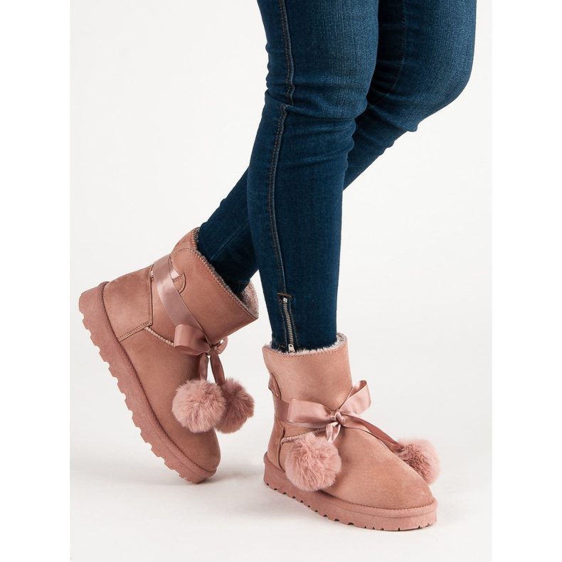 Różowe Mukluki Z Pomponami 2