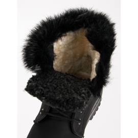 Queentina Czarne traperki z futerkiem 2