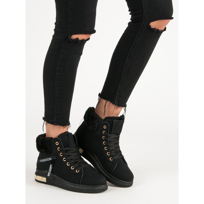 Ocieplane Wysokie Trampki czarne 2