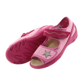 Befado buty dziecięce sandałki wkladka skórzana 433X032 różowe szare 4