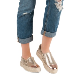 Modne Złote Trampki złoty 1