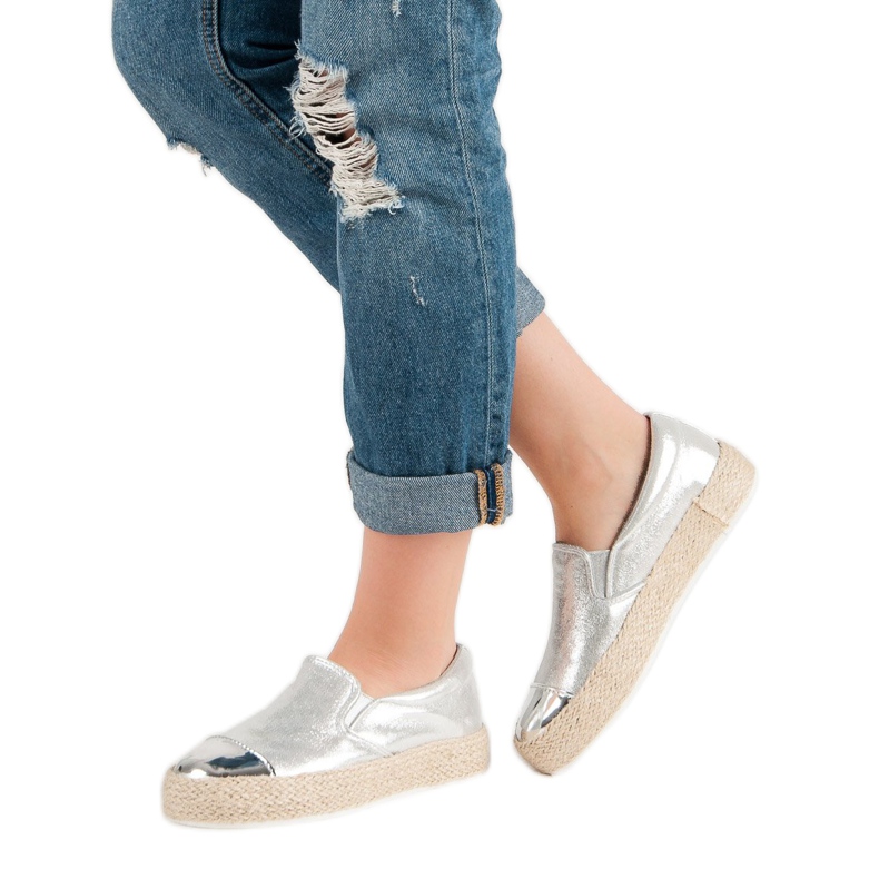 Modne Srebrne Trampki szare 2