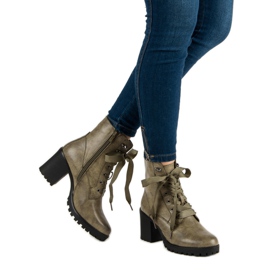 Queentina Ocieplane Botki Na Platformie zielone 2