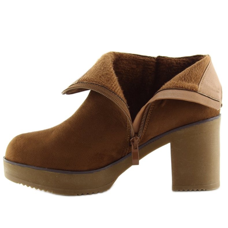 Botki na stabilnym obcasie camel YL96009 Camel brązowe 1
