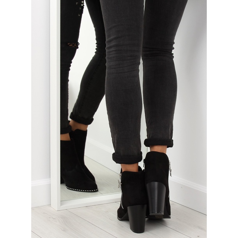 Botki na stabilnym obcasie czarne 8576-2 Black 2