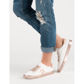 Stylowe Niskie Trampki białe żółte 2