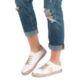 Stylowe Niskie Trampki białe żółte 1