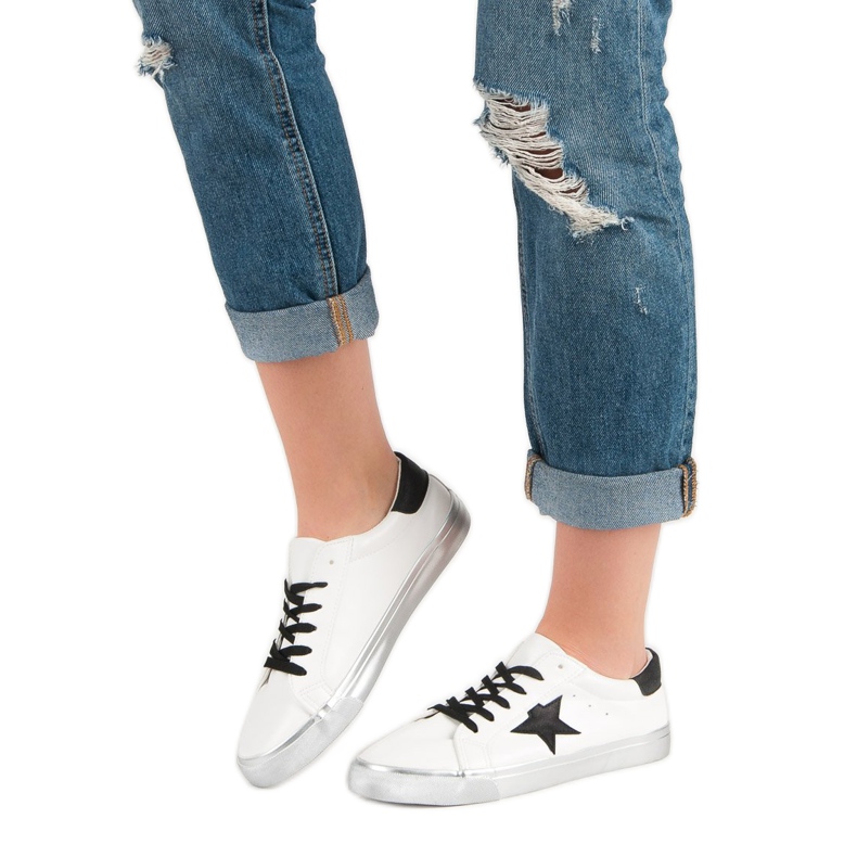 Stylowe Niskie Trampki białe czarne szare 1