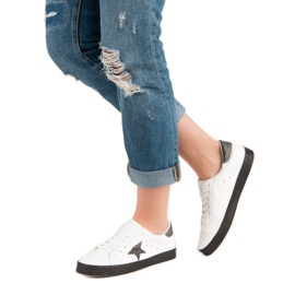 Modne Niskie Trampki białe czarne 2