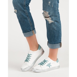 Stylowe Niskie Trampki białe niebieskie 2