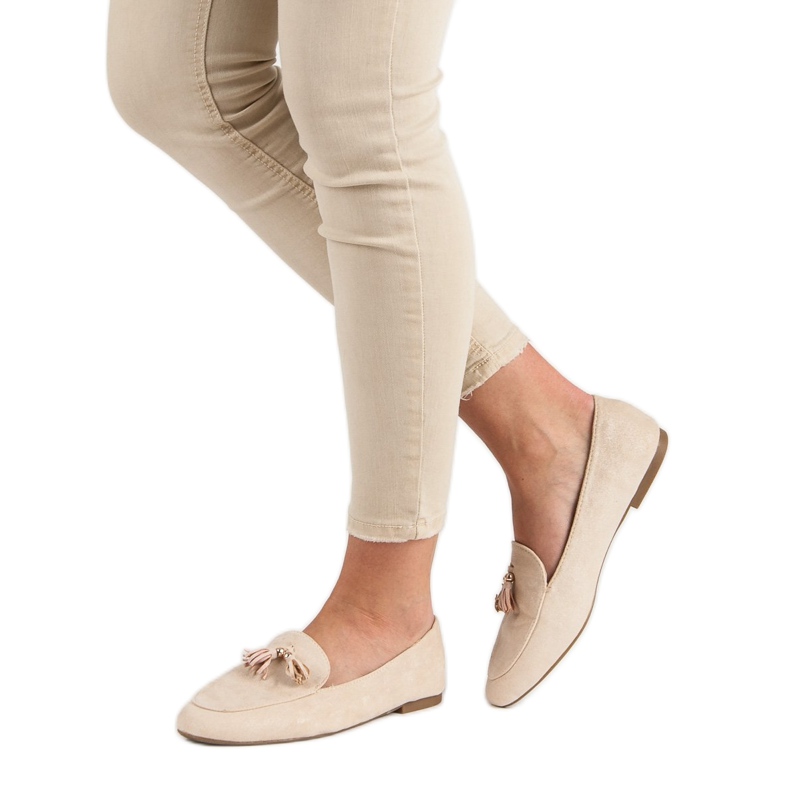 Small Swan Brokatowe Mokasyny różowe 2