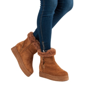 Camelowe Śniegowce Na Platformie brązowe 1