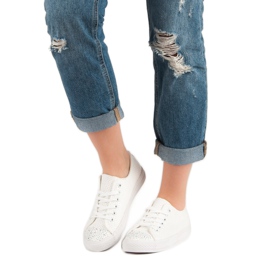 Sport Białe Trampki Z Kryształkami 2