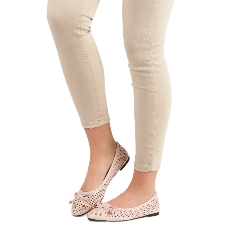 Ażurowe Baleriny różowe 1