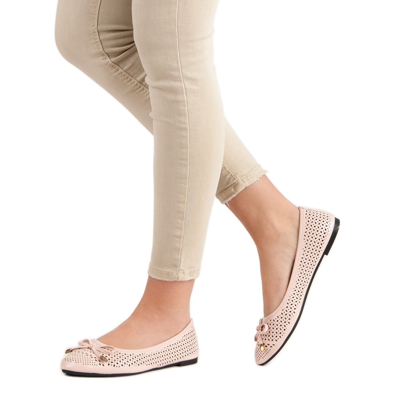 Ażurowe Baleriny różowe 2