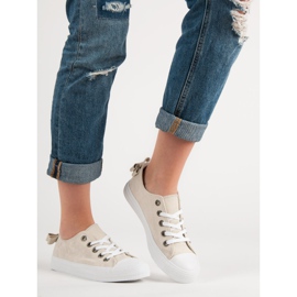 Beżowe Niskie Trampki beżowy 1