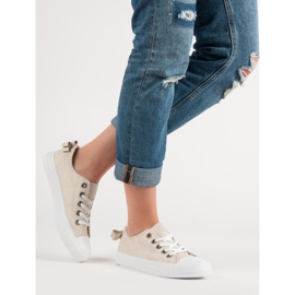 Beżowe Niskie Trampki beżowy 2