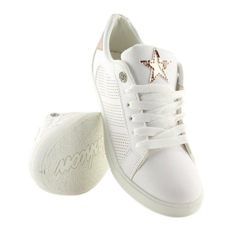 Trampki z gwiazdą białe A6213 WHITE/CHAMPAGNE 2