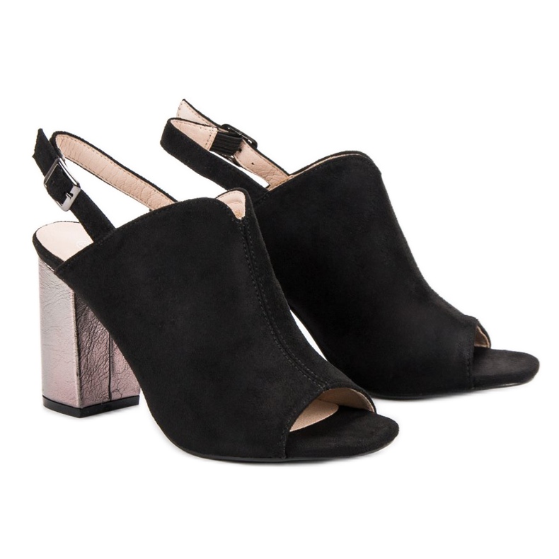 Zabudowane Sandały Na Słupku VINCEZA czarne 2