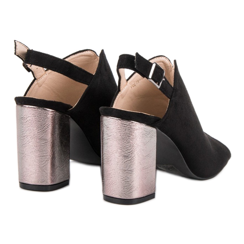 Zabudowane Sandały Na Słupku VINCEZA czarne 1