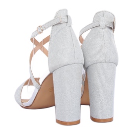 Sandałki na słupku srebrne NC791 Silver szare 1