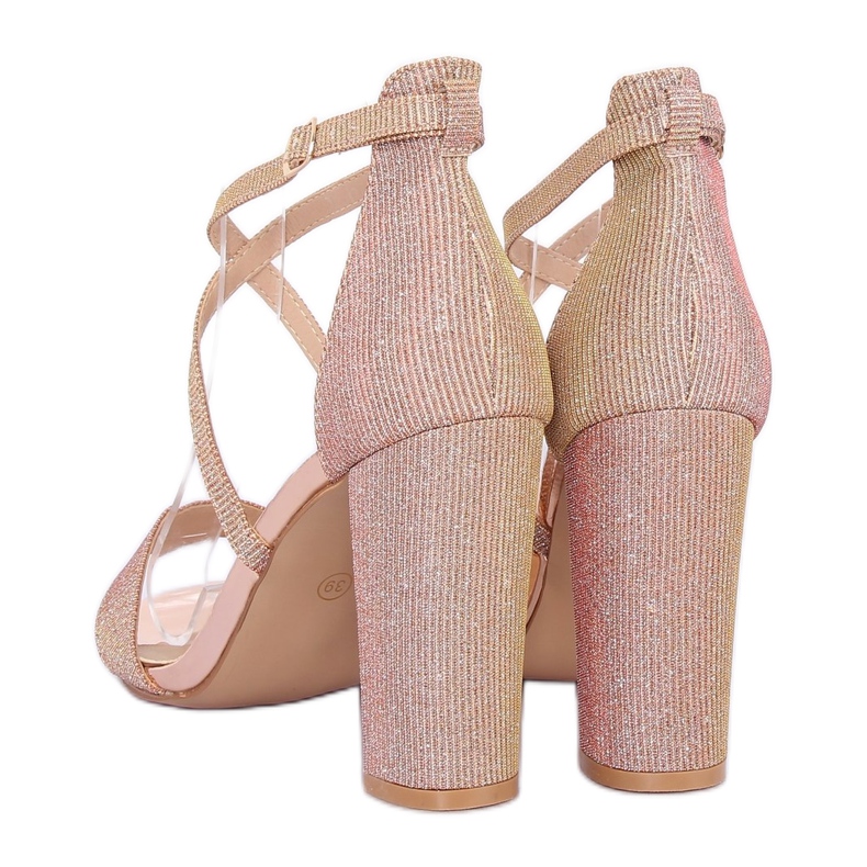 Sandałki na słupku różowe NC791 Champagne 1