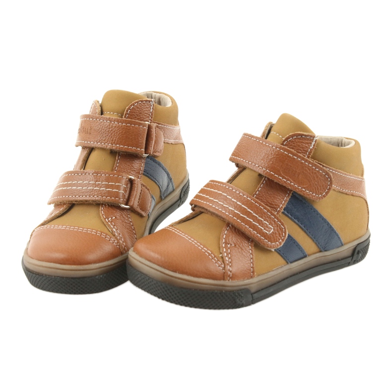 Trzewiki buty dziecięce na rzepy Ren But 3225 rudy/granat brązowe 3