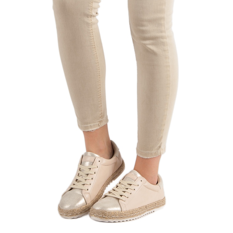 Wiązane Trampki Espadryle brązowe żółte 1